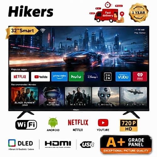 Hikers 32 Smart HD Frameless LED TV with Android 14